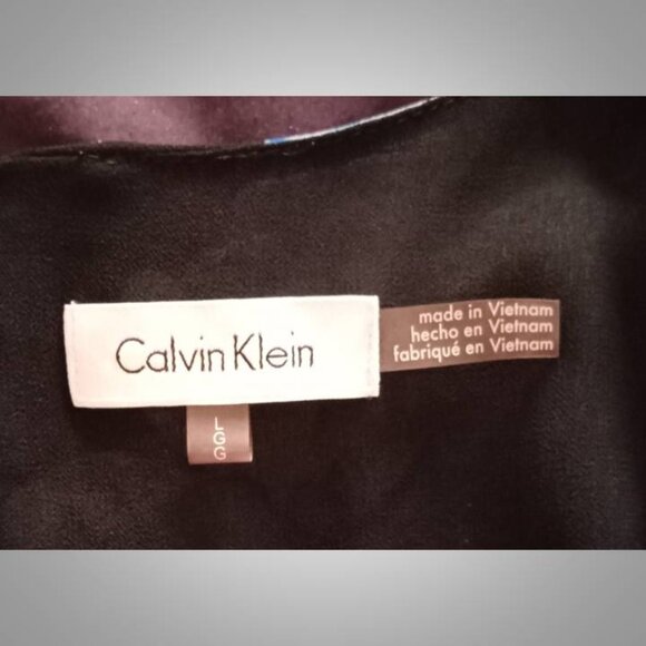 Calvin Klein blue black flowy top blouse women's size medium.  111225 - Picture 4 of 5